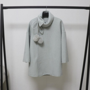 European Station Inclined Placket French Niche Double-Sided Wool Cape Coat Women's Autumn and Winter Western Style Wool Coat Women