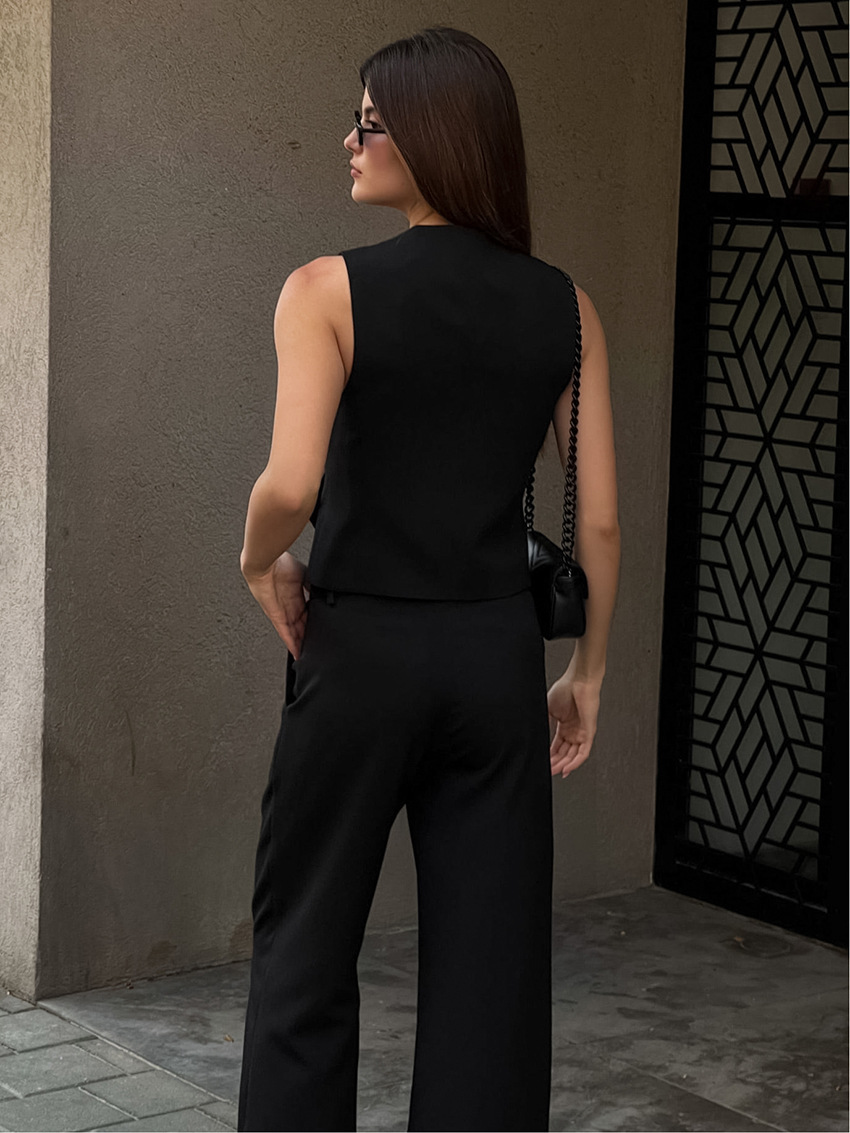 Women's Clothing commuting apricot cotton and linen vest vest wide leg pants two piece suit female 2024 summer deconstruction design suit_voghion.com