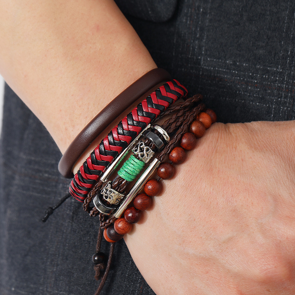 Hip-Hop Geometric Pu Leather Knitting Unisex Bracelets