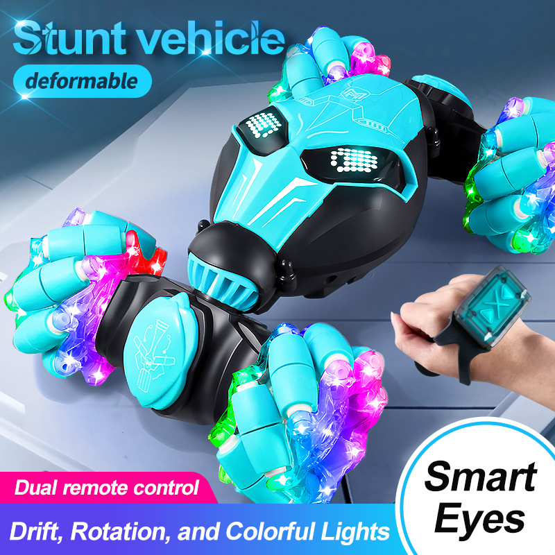 New cross-border gesture induction twist car deformation remote control car King Kong bumblebee spider man charging toy car wholesale