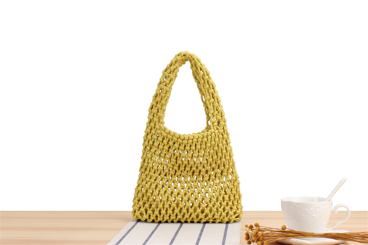 Vintage Style Solid Color Hollow Square Straw Bag display picture 9