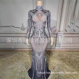亚马逊演出服亮钻透视性感晚装变装皇后音乐节打歌服livehouse