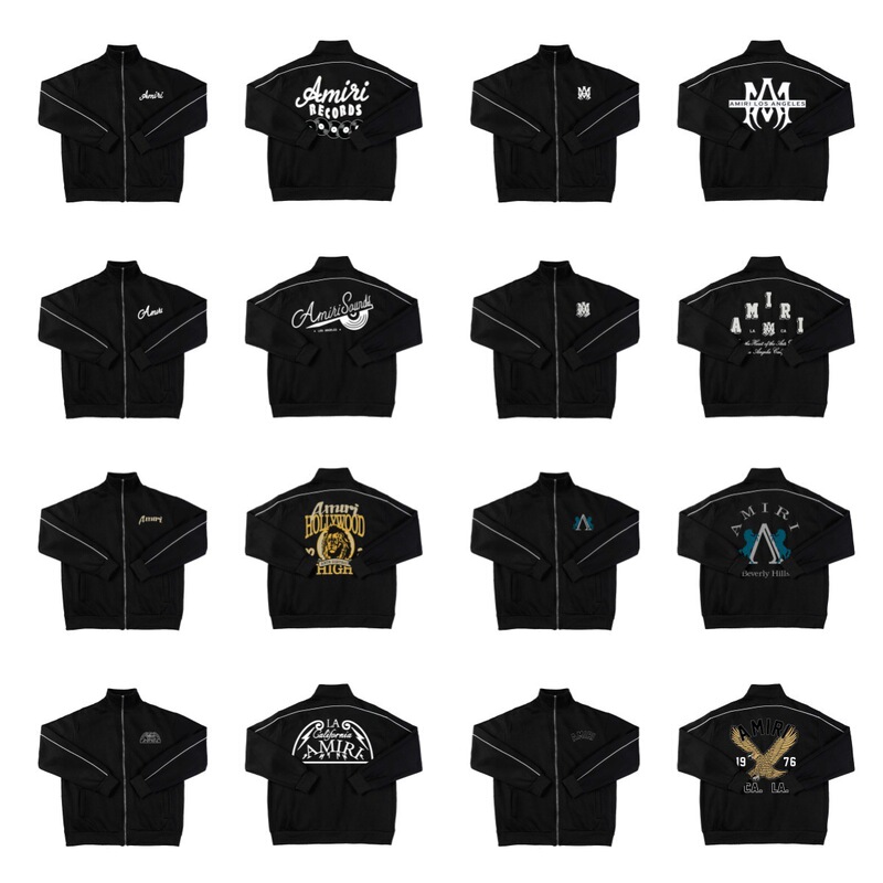 Retro Amiri Printed Stand-Collar Fleece-Lined Zip-Up Jacket High Street Unisex Casual Pants Sports Suit Versatile Casual Wear