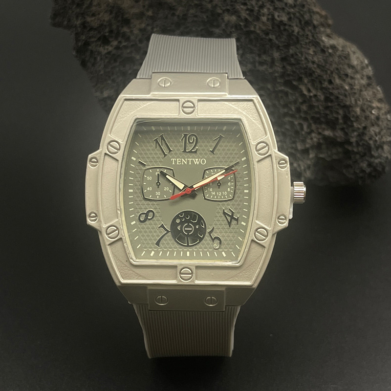 Cross-border Trade Richard Barrel Men's Watch Fashion Casual Personality Original Hollow Quartz Silicone Watch for Men