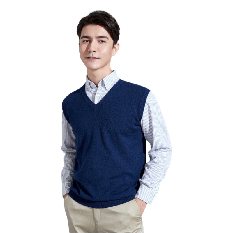 Men's Vest Knitted Vest Korean Style Sleeveless Sweater Autumn and Winter Youth V-Neck Pullover Fur Vest Trendy Large Size Vest