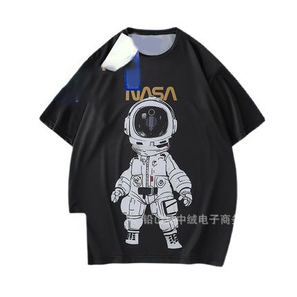 NASA联名跨境新款T恤短袖夏男女超潮T恤圆领休闲百搭装宽松