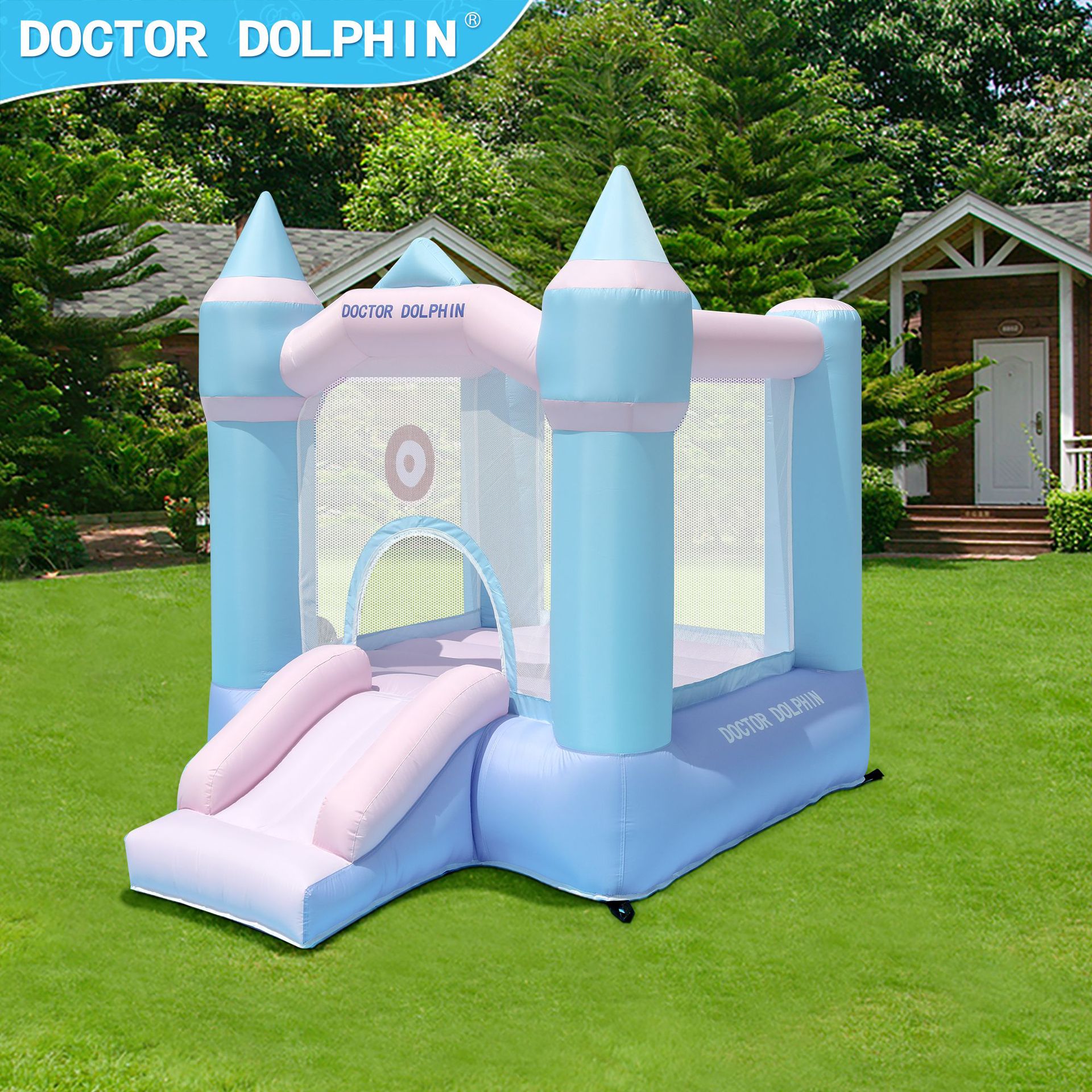 Dr. Pig Inflatable Castle Kids Indoor Playground Inflatable Slide Trampoline Jugues pequeños castillos inflables domésticos