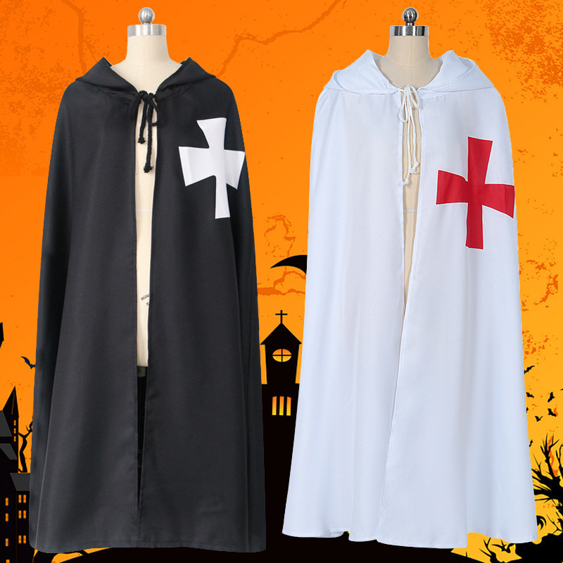 New Amazon Halloween Knights Templar Medieval Robe Costume Large Size Prom Party Stage Performance Costume