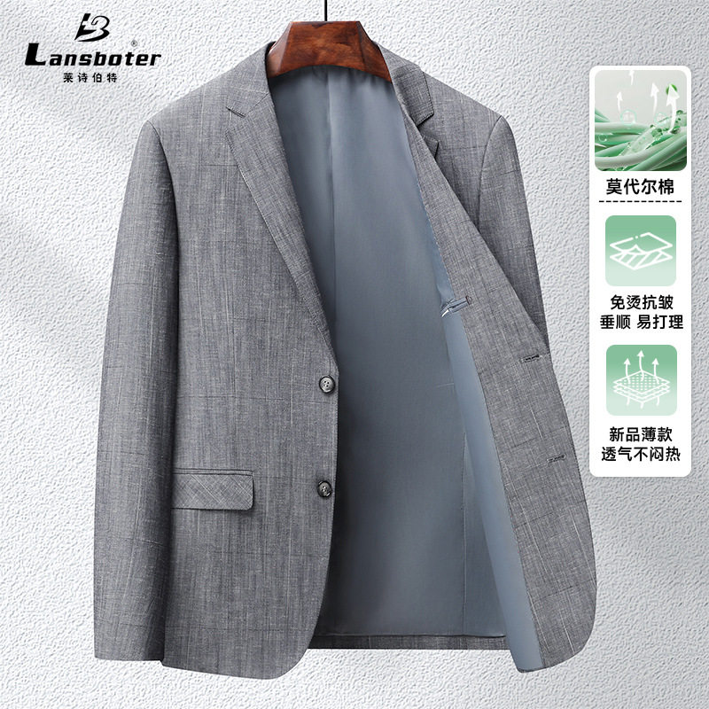 Áo vest nam phong cách Hàn dáng ôm, vải modal cotton mỏng nhẹ, cổ vest một hàng hai nút — Xám trung tính