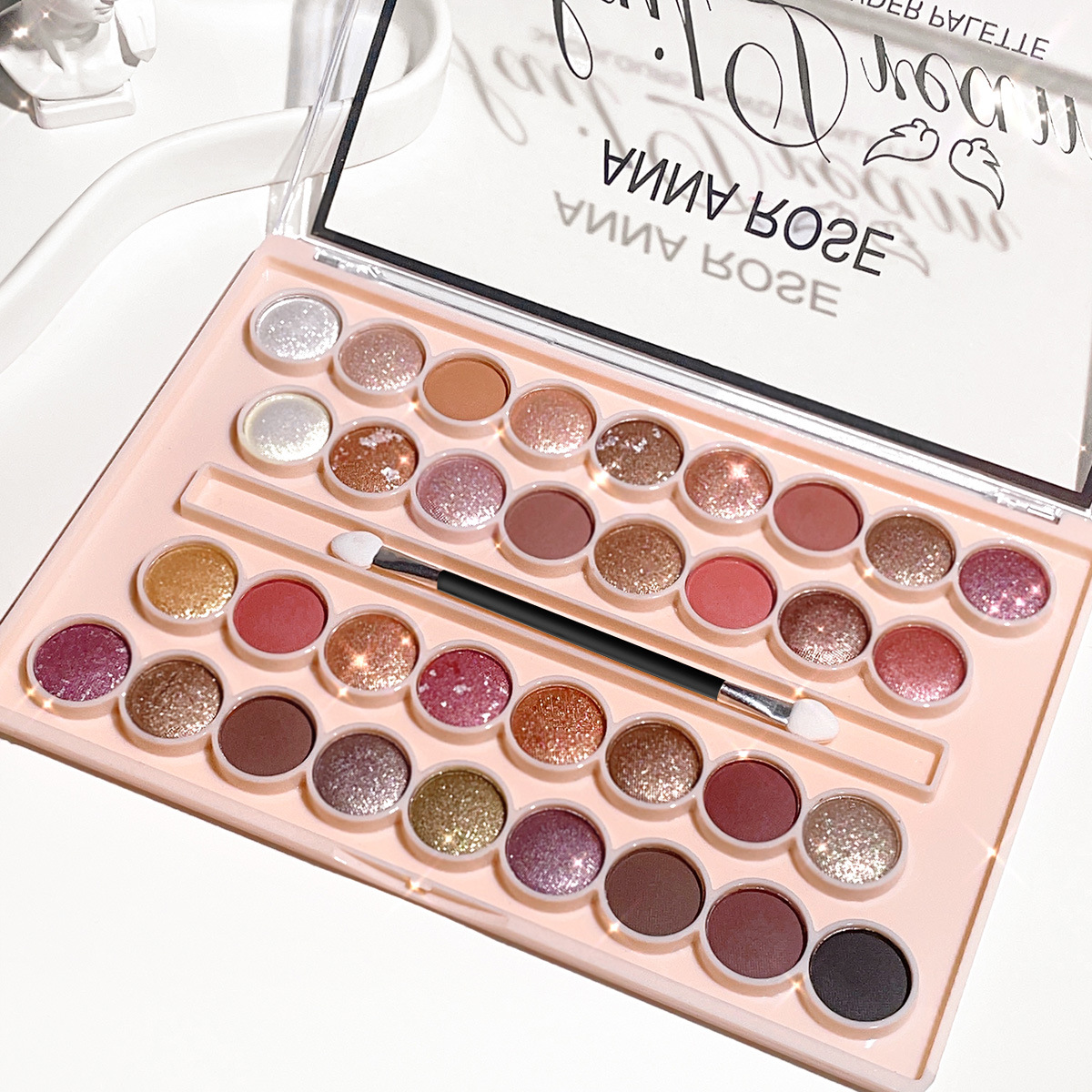 Placa de sombra de ojos de 34 colores mate perla brillante con maquillaje multifuncional en una placa de maquillaje de color transfronterizo europea y americana image 3