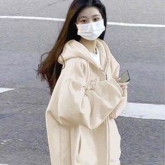 美式复古卡通新款连帽卫衣女款春秋冬加绒设计感小众上衣