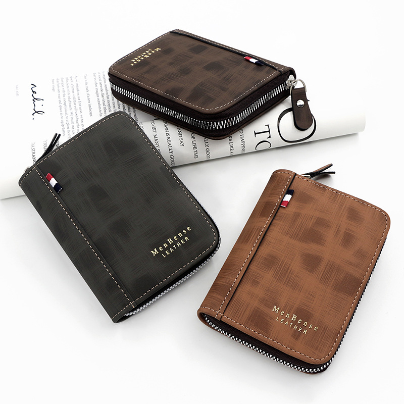 Estilo europeo y americano de los hombres billetera corta dorado bufanda vertical helado certificado tarjeta bolsa monedero cartera de los hombres