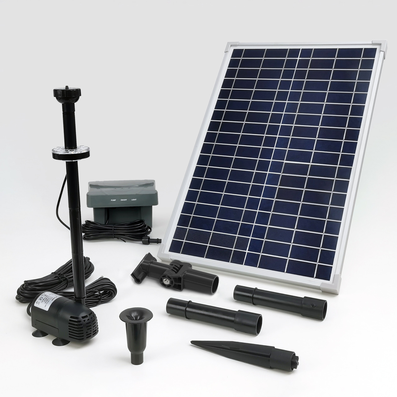 25W/18VLED灯太阳能喷泉泵带电池包花园池塘景观泵-SPBL25-401215