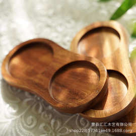 家用厨房调味罐调味瓶相思木橡胶木双孔托盘实木胡椒研磨器底座