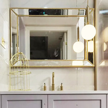 美式北歐式藝術衛浴室鏡掛鏡玻璃拼鏡子衛生間壁爐牆面裝飾梳妝鏡