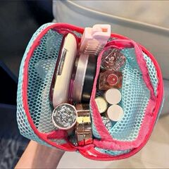 小型迷你网纱便携旅行洗漱化妆收纳包ins多巴胺化妆品收纳包