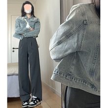 港风牛仔外套短款女春秋新款时尚复古设计感小众小个子夹克上衣潮