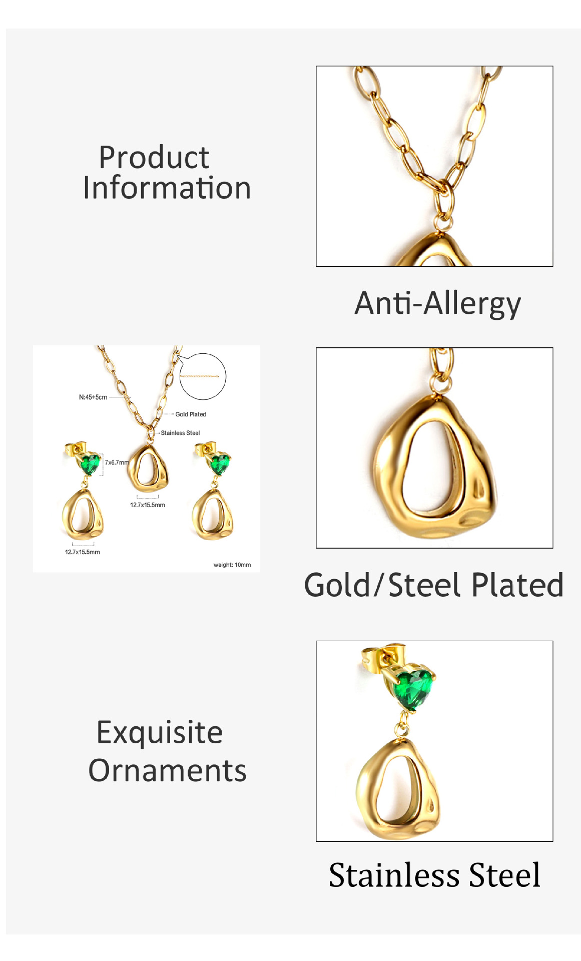 Heart Shape Pattern Women'S Gender Plating, Inlay Design Retro Style Wholesale Jewelry Retro Heart Shape Stainless Steel Rhinestones Plating Inlay Jewelry Set