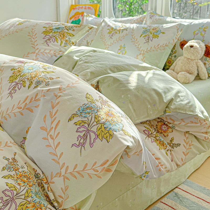 ins caricatura para niños algodón cama de cuatro piezas set 100 sábanas de flor de algodón sábanas
