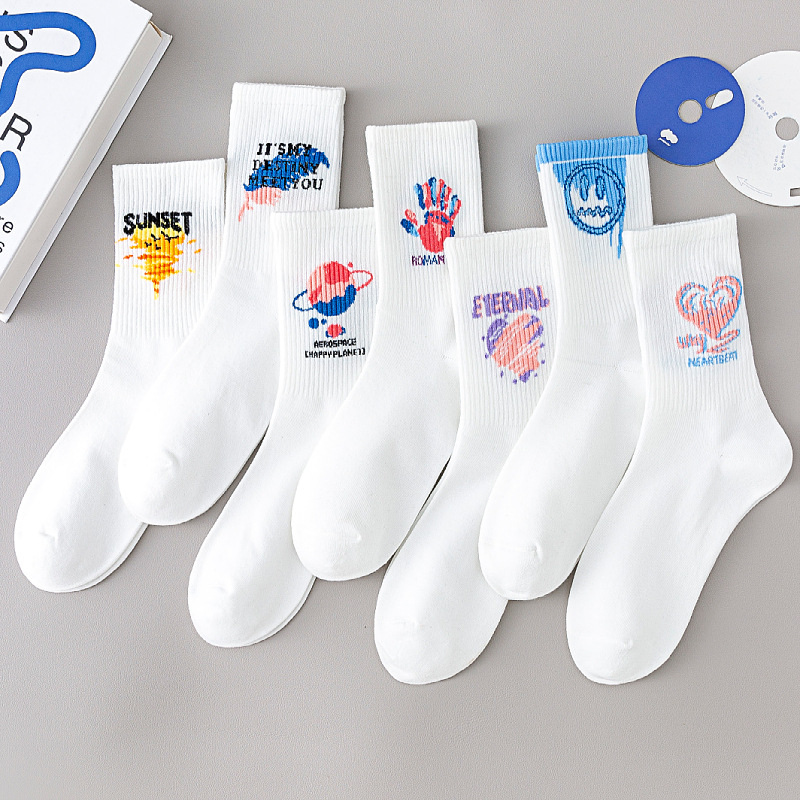 Klein calcetines de moda azul calcetines grandes C Placa de ajedrez estudiante de cuadros ins calcetines de moda a media pierna calcetines largos de otoño e invierno