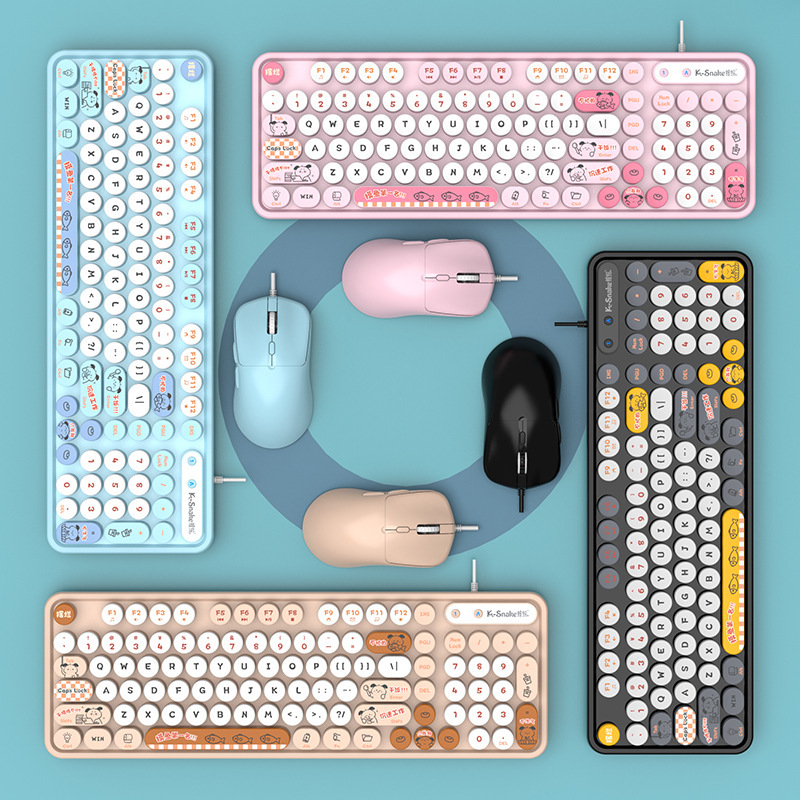 マムシK2有線usbキーボードマウスセットレトロパンク女子デスクトップコンピュータノートオフィスセット|undefined