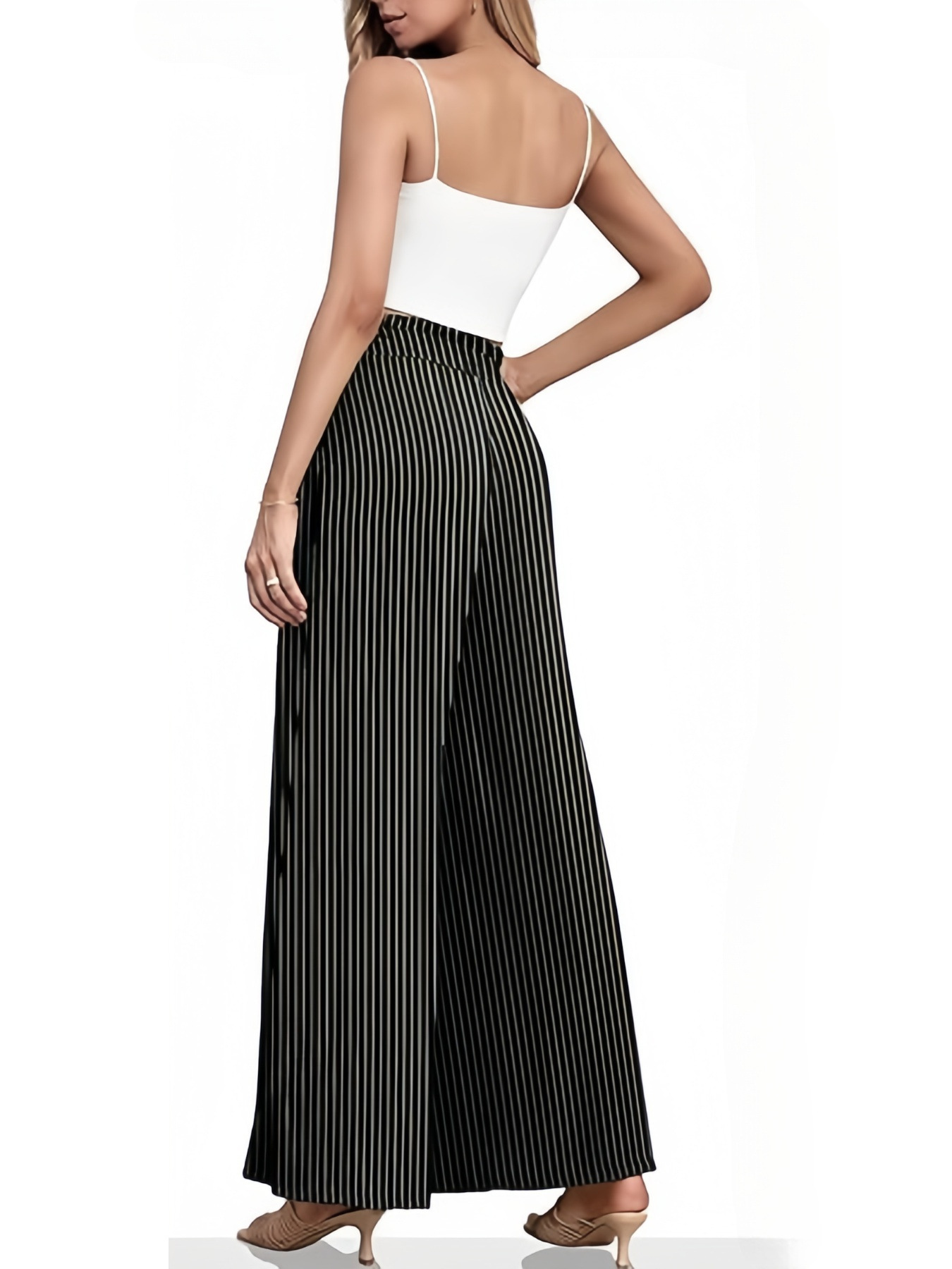 2025 europeo y americano transfronterizo Amazon primavera y verano nuevo estilo pantalones anchos para mujer bowknot pantalones casuales con pliegues de cintura alta sueltos
