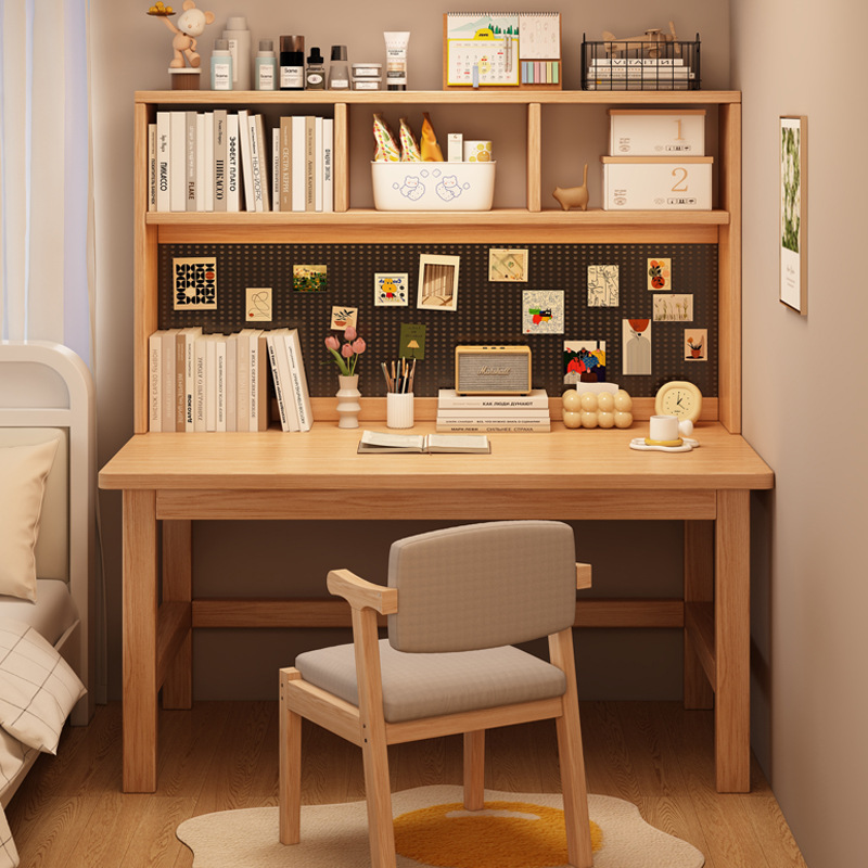 Solid Wood Desk Children's Study Table Student Home Writing Desk Simple Modern Room Long Table with Drawers