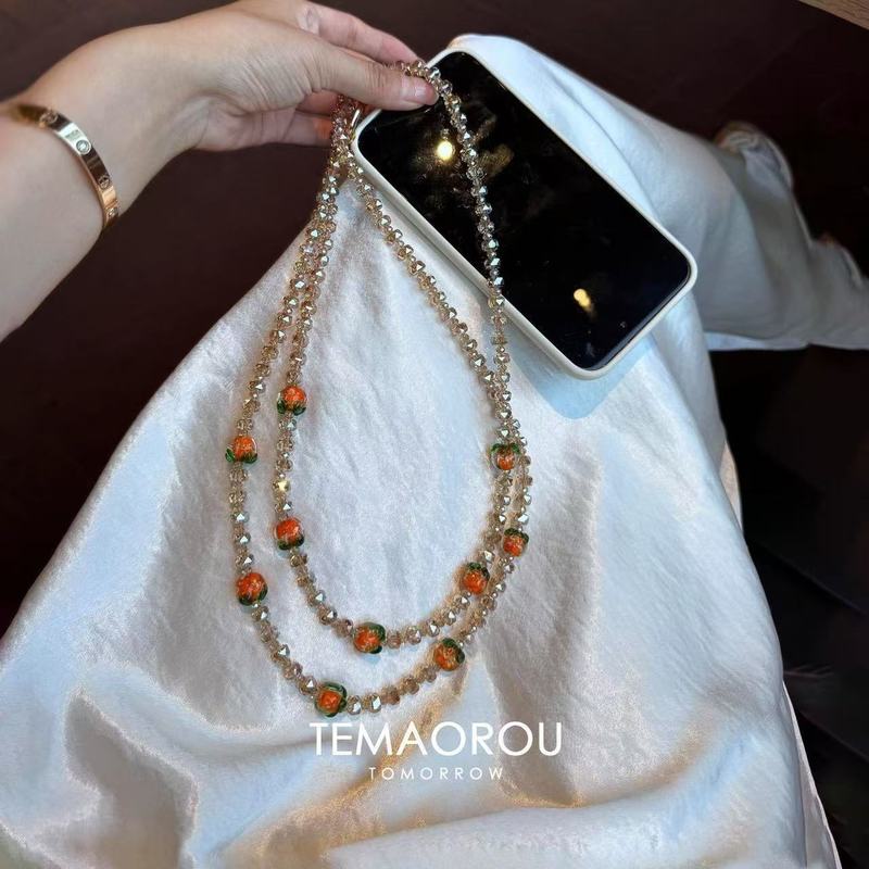 【柿柿如意】爆闪串珠手机挂绳手机链斜挎可背带手机挂链串珠链条|undefined