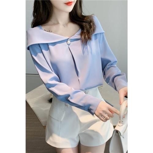 Women's Spring Satin Blouse Design Sensory Minority Trendy Versatile Loose Lightweight Mature Chic chiffon shirt