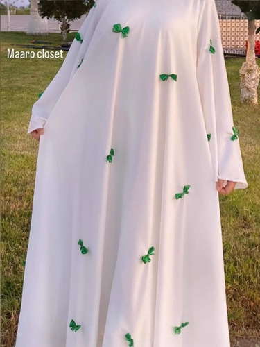 25 women's clothing abaya bow decoration trumpet sleeves Muslim dress loose Middle East Dubai robe
