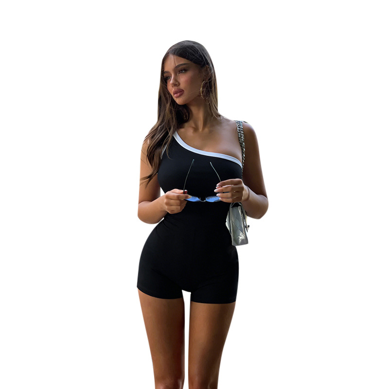 XY26102 verano transfronterizo nuevo hombro inclinado pantalonado ajustado delgado chicas calientes camisolas deportivas casuales mujeres