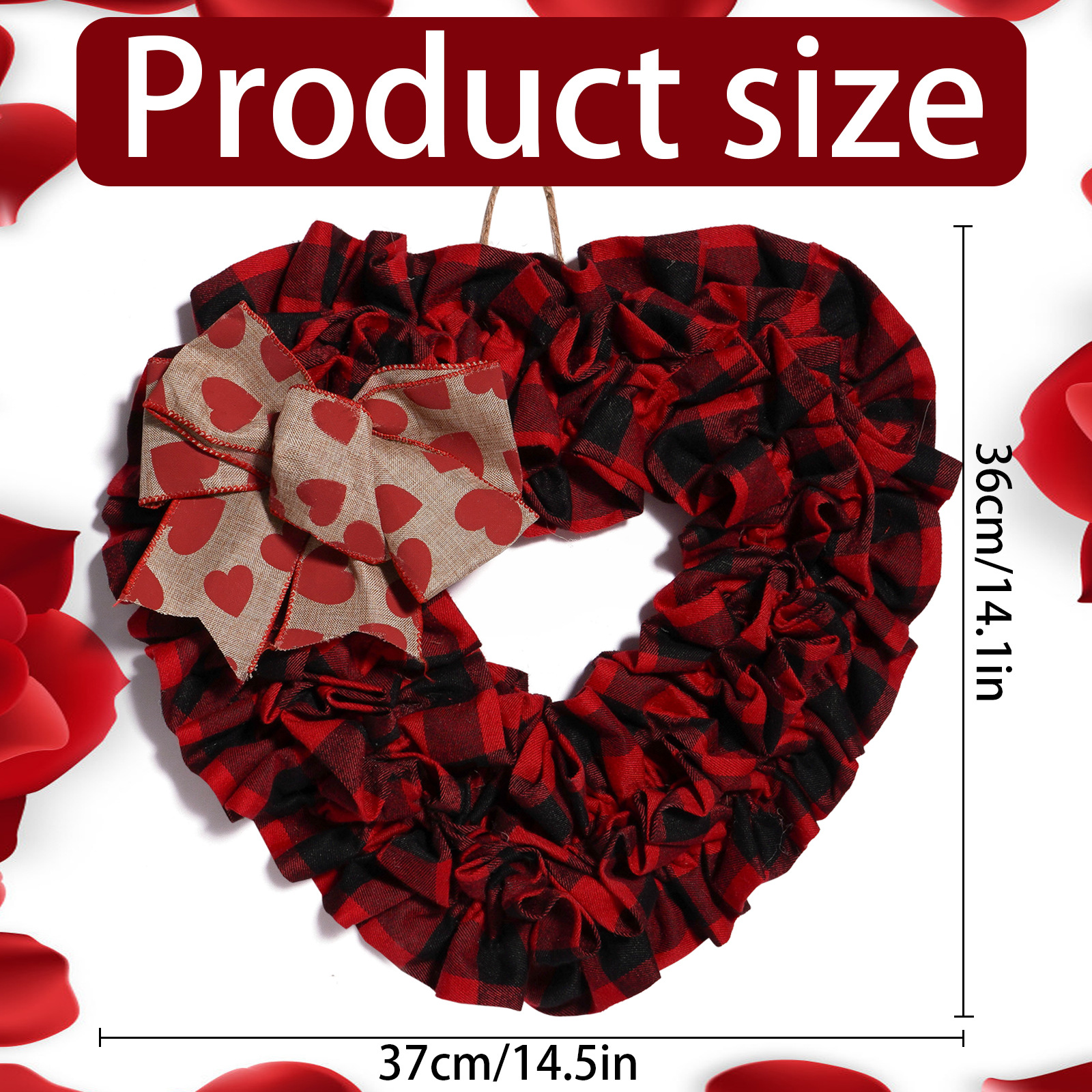 Nuevos productos transfronterizos del día de San Valentín tela de amor guirlanda de flores atmósfera roja boda creativa amor hogar decoración colgante de puerta