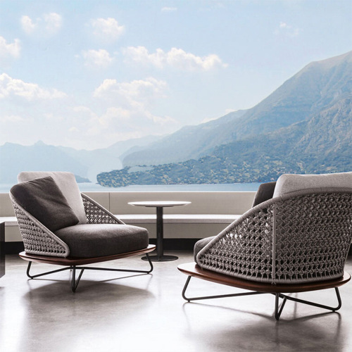 Outdoor rattan sofa courtyard waterproof cabin balcony leisure single person rattan chair sofa wicker sofa set of three furniture