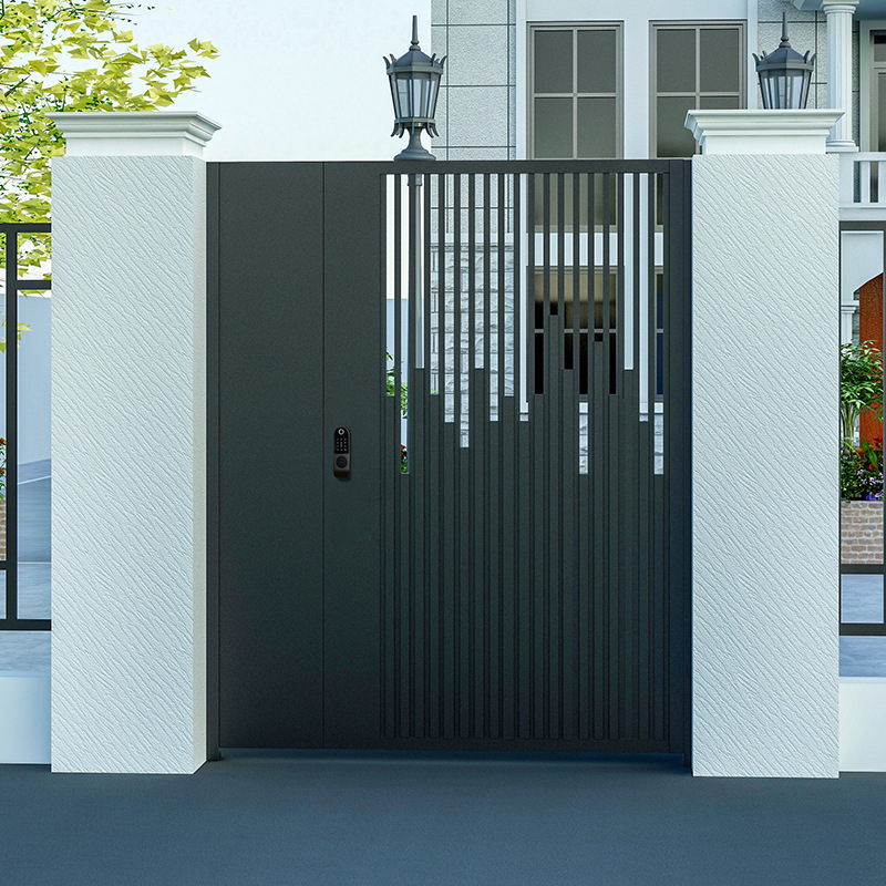 Modern Wrought Iron Courtyard Door Outdoor Wrought Iron Louvered Door House Outdoor Garden Door Fence Fence Wall Door Double Open Door