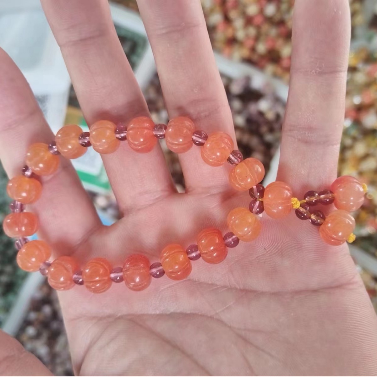 황금 비취 호박 비즈 레드