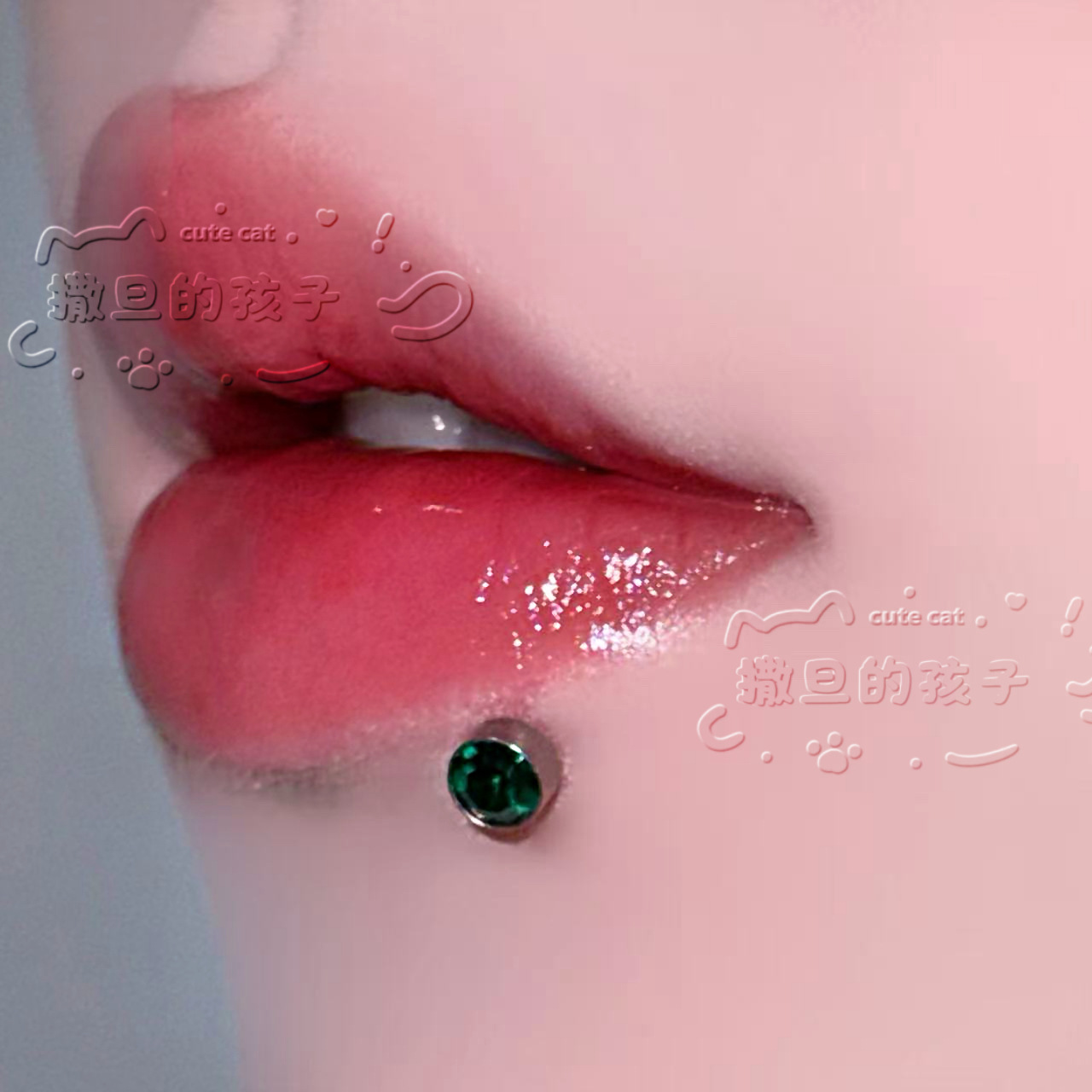 Satan's Child Noble Lady Lip Ring Black Diamond 16mm 1.2mm Sweet Cool Hot Girl Piercing Jewelry detail image 9