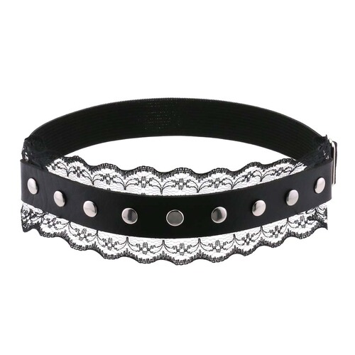 European and American simple temperament sexy aesthetic punk style lace leather thigh ring rivet elastic sweetheart garter belt