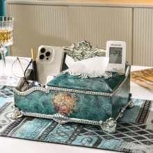 欧式大号纸巾盒多功能遥控收纳盒高档轻奢美式客厅茶几桌面装饰品