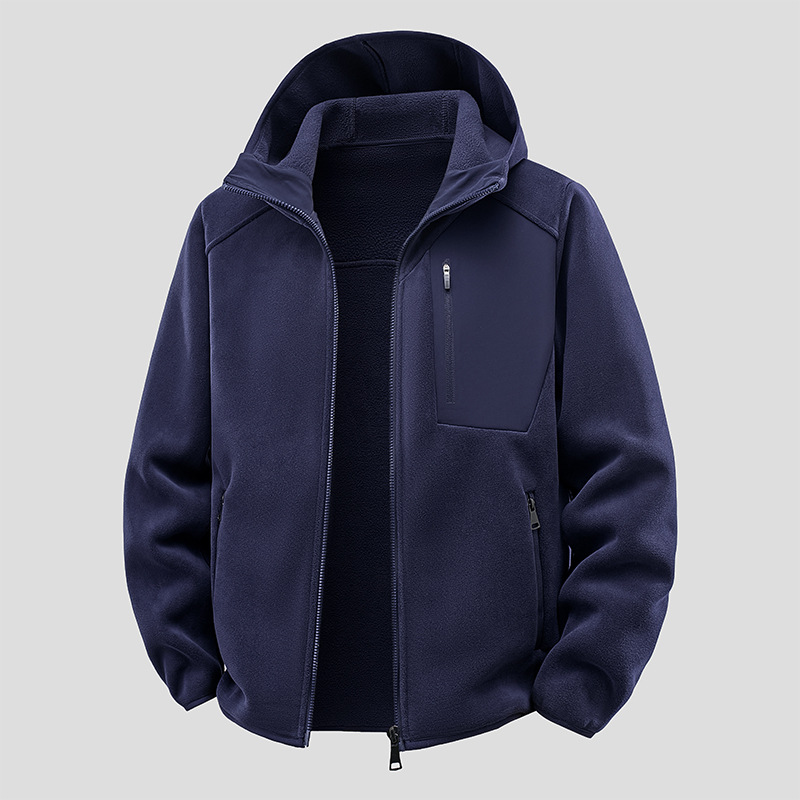 Factory Direct Sales 2026 Autumn and Winter Hooded Fleece Jacket Men's Warm Jacket Autumn and Winter Fleece Thickened Jacket