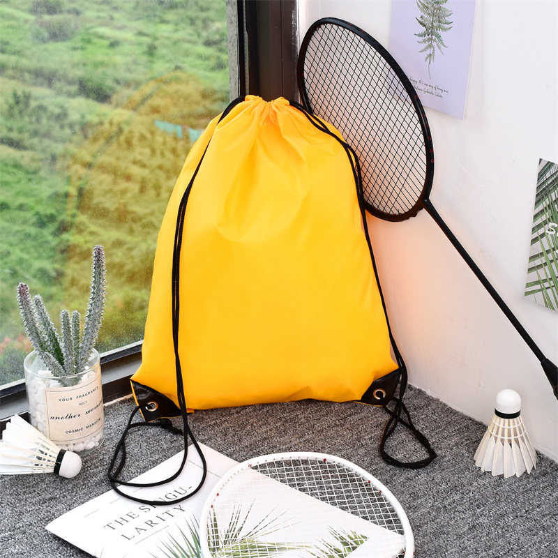 210d bolsa de cordón de poliéster Oxford mochila de cordón de tela en stock bolsa de publicidad de entrenamiento para estudiantes impresión personalizada