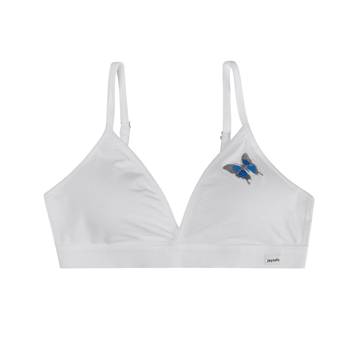 El nuevo sujetador francés de Copa triangular de lencería se reúne en un estilo deportivo simple, estampado de mariposa transpirable y sujetador delgado.