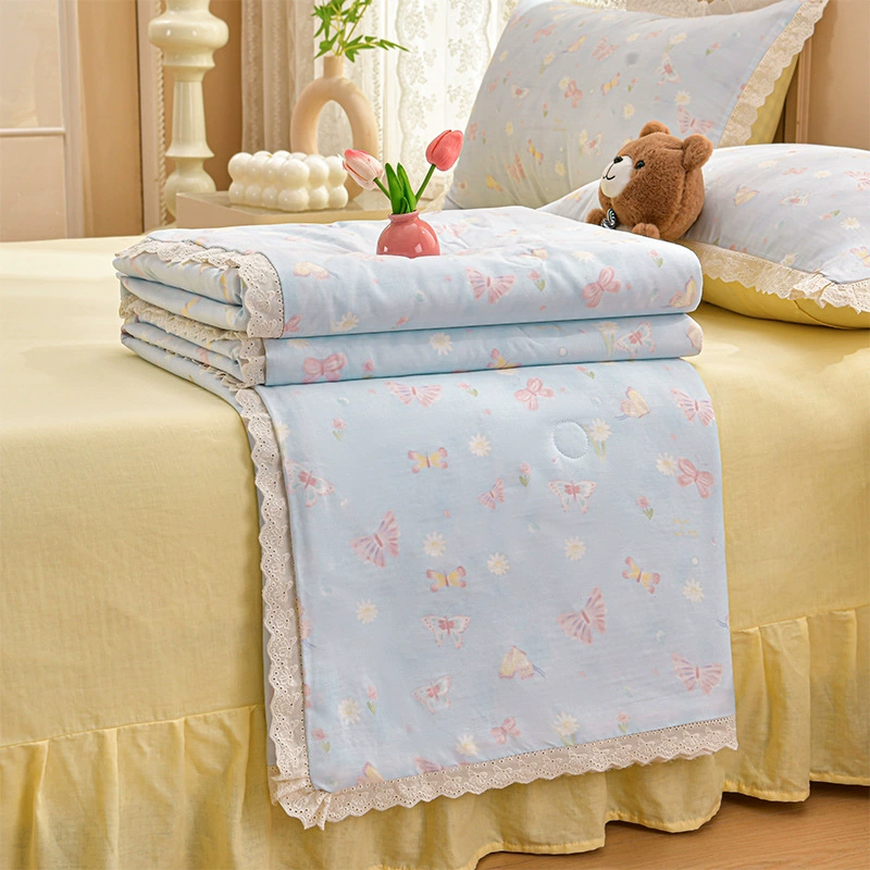 Cotton double-layer fresh bedspread, summer duvet, set, 4 piece set