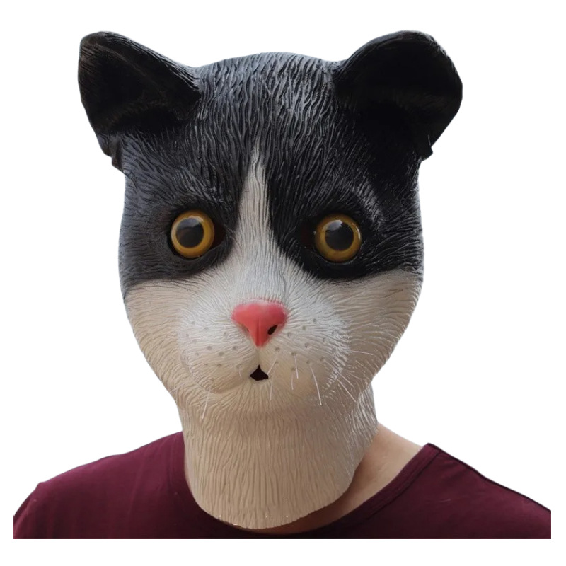 猫星人ラテックスマスクハロウィーン動物猫頭映画道具は緑魚砂彫刻ロバ猿ハスキーを責める