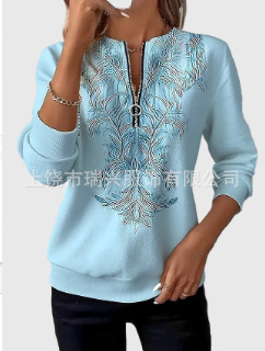Sudadera Casual de Manga Larga con Estampado para Mujer de Spandex para Uso Diario