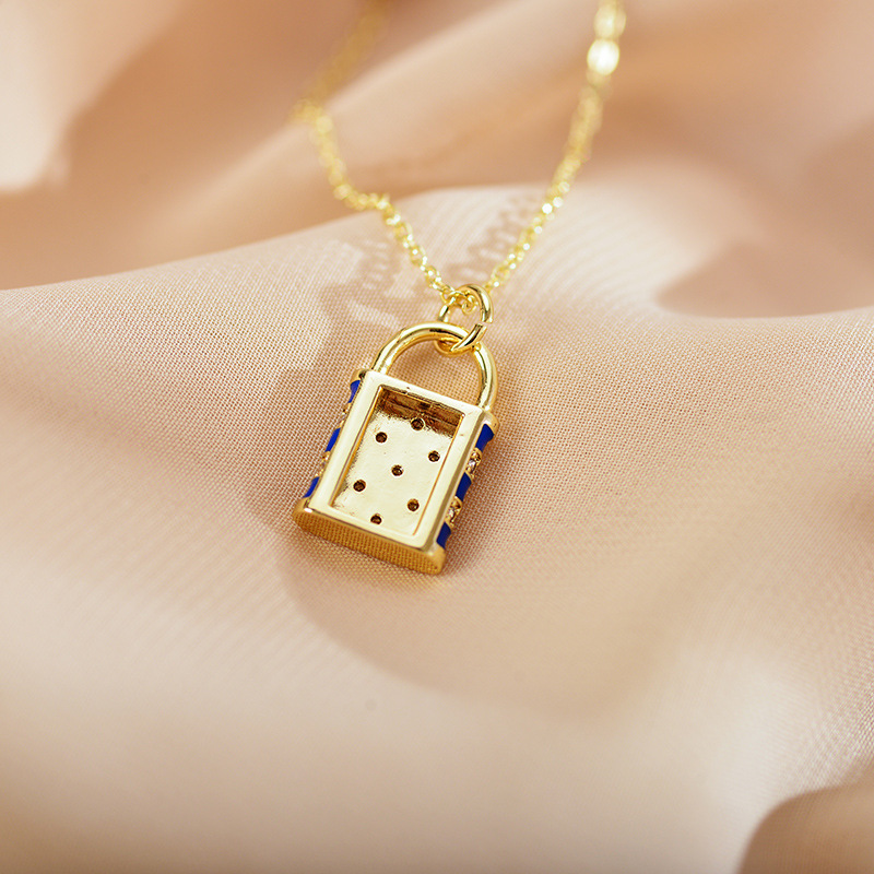 Lock Pattern Women'S Gender PVD Coated Lock Copper Sweet Waterproof Non Tarnish Titanium Steel Pendant Necklace
