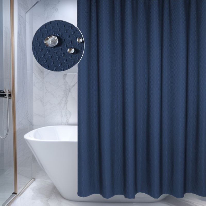 Cross-Border Shower Curtain Waterproof and Mildew-Proof 190g Thickeneded Polyester Fabric Waffle Shower Curtain Bathroom Curtain Shower Curtain