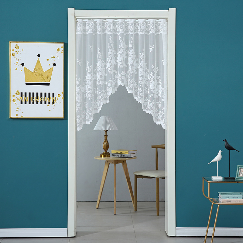 French Retro Lace Door Curtain Bedroom White Gauze Curtain Half Curtain Curtain Light Transmission Gauze Curtain Arch Door Peneter