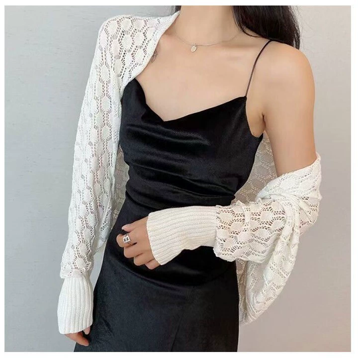 Летнее knitted осеннее накидка, тонкие рукава, дышащий жилет, защита от солнца, с защитой шеи