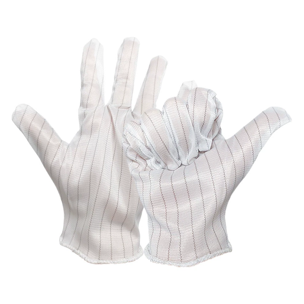 Антистатические двухсторонняя полосатая перчатка мастерская беспыльная электроника завод противоскользящие пять пальцев резиновые антистатические перчатки для защиты труда