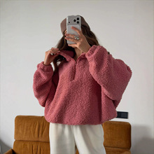 欧美秋冬装摇粒绒半拉链外套新款女装时尚百搭绒衫休闲时尚上衣秋